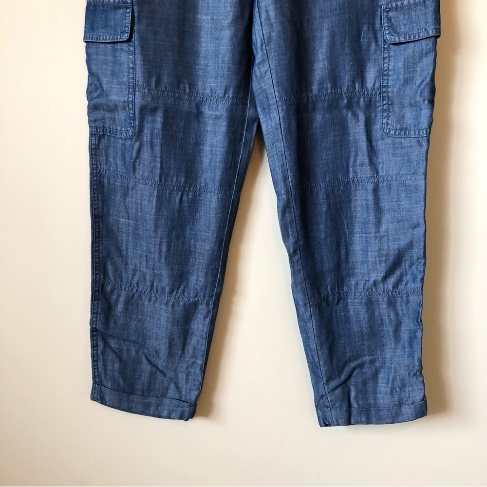 Lord & Taylor Tencel Cargo Pants Womens Small Blue Drawstring Utility Crop Ankle - Picture 5 of 11